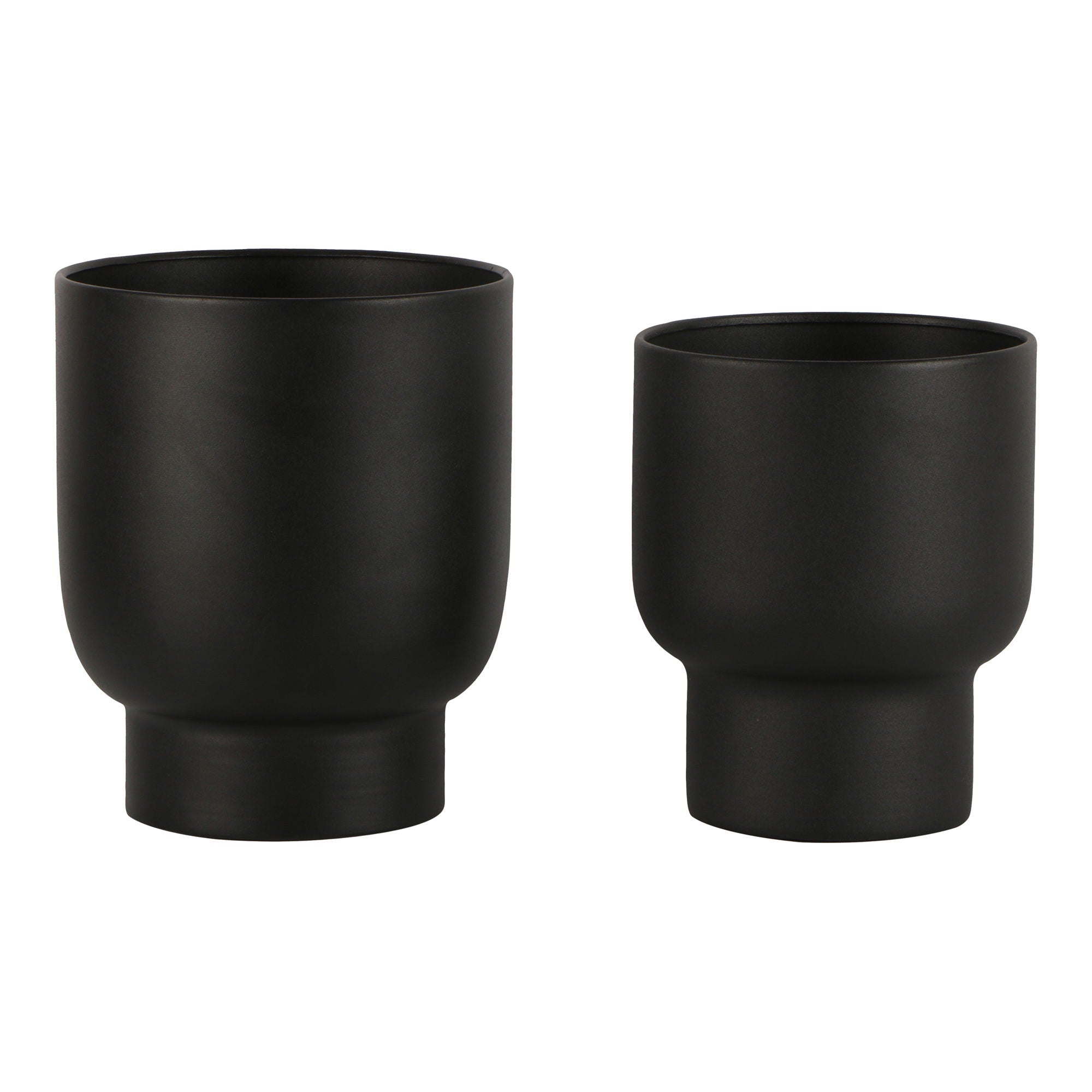 Fulda – Blumentopf-Set aus Metall, Schwarz, 2-teilig (H: 16/19 cm)